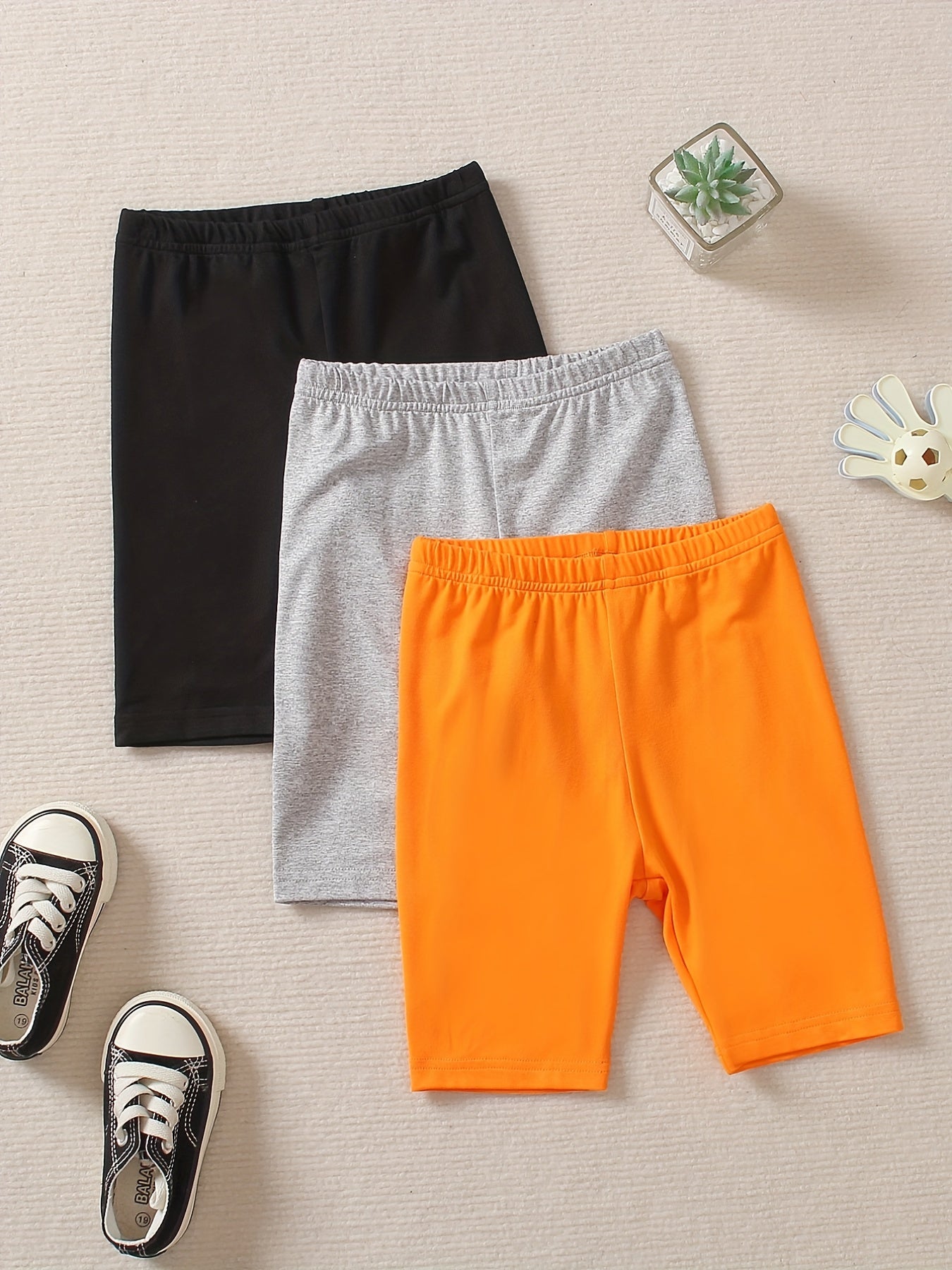 3pcs Girl's Bike Shorts Set Summer Casual Outfit
