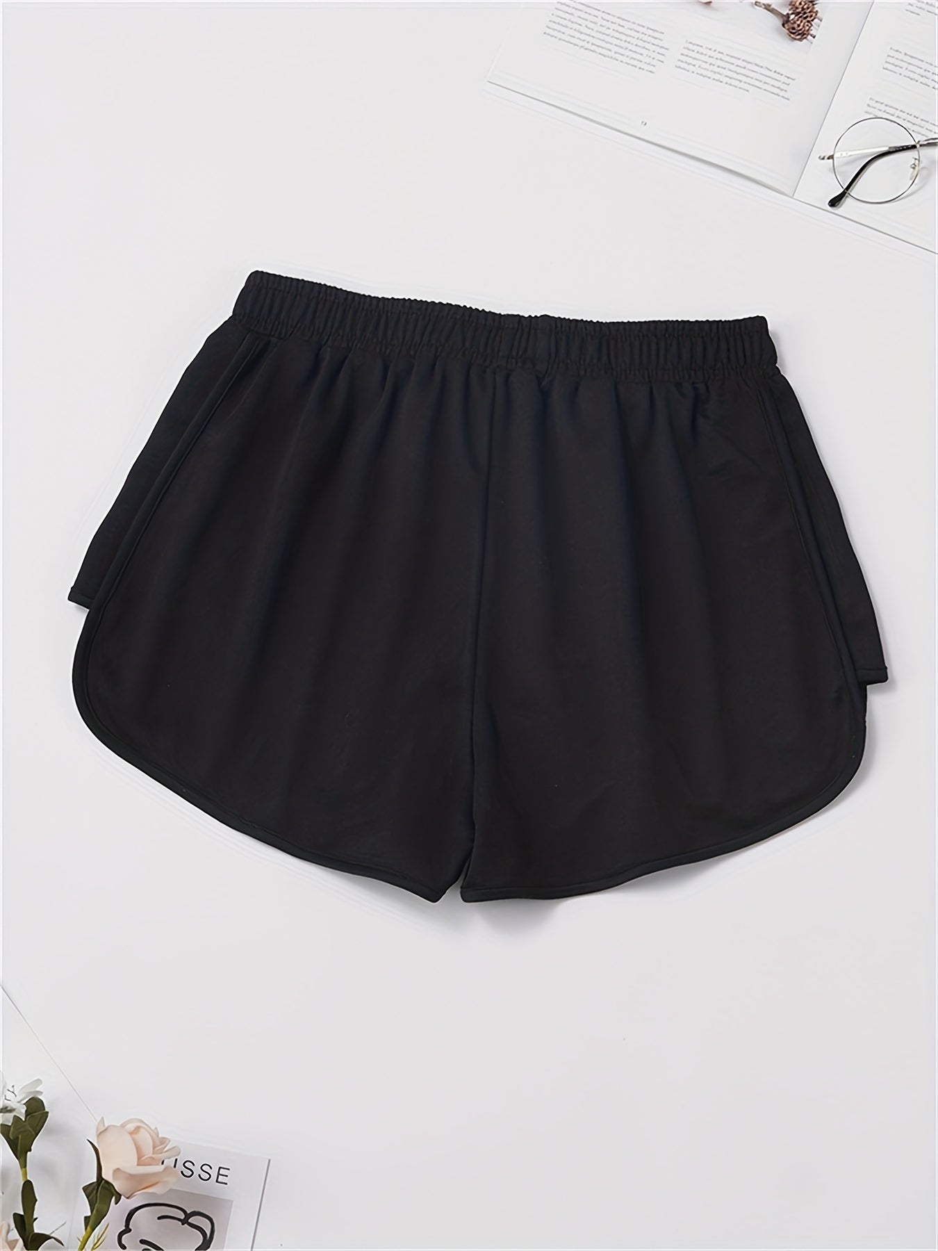 Sporty Elastic Waist Drawstring Shorts for Women