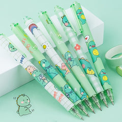 6pcs Matcha Green Dinosaur Gel Pen Set 0.5 Bullet Carbon Student Brush Pen