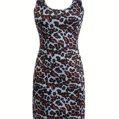 Leopard Print Yoga Sports Fitness Tank Dress