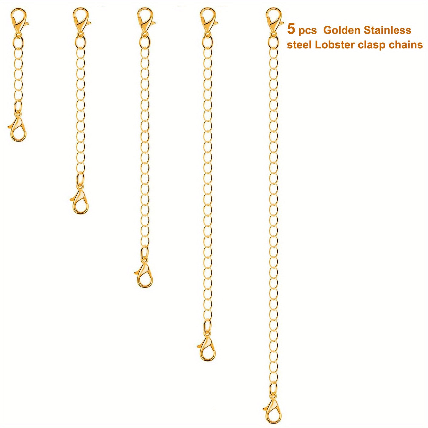 10Pcs Necklace Chain Extenders Golden and Silvery Stainless Steel Jewelry Chains