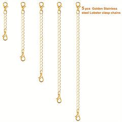 10Pcs Necklace Chain Extenders Golden and Silvery Stainless Steel Jewelry Chains