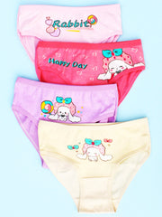 4pcs Rabbit Print Girls Briefs Cotton Underwear Kids Panties