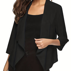 Women's Solid Open Front Cardigan 3/4 Sleeve for Spring & Summer