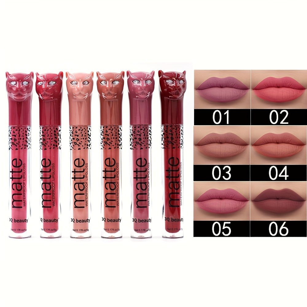 Leopard Lip Gloss Matte Non-stick Lip Glaze Makeup 12 Colors