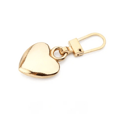 5pcs Metal Zipper Pull Ji Heart Shape Coat Backpack Jacket Pants Jeans Purse