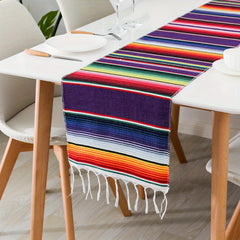 2pcs 35 56 X 213 36 Cm Boho Mexican Serape Table Runner Fringe Rainbow Colors