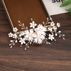 5pcs Bride Hair Comb Sweet Flower U-shaped Hairpin Wedding Dress Accessories