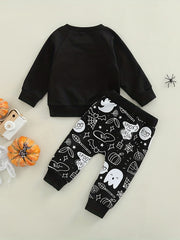 Pumpkin Graphic Pullover Top & Pants 2pcs Set