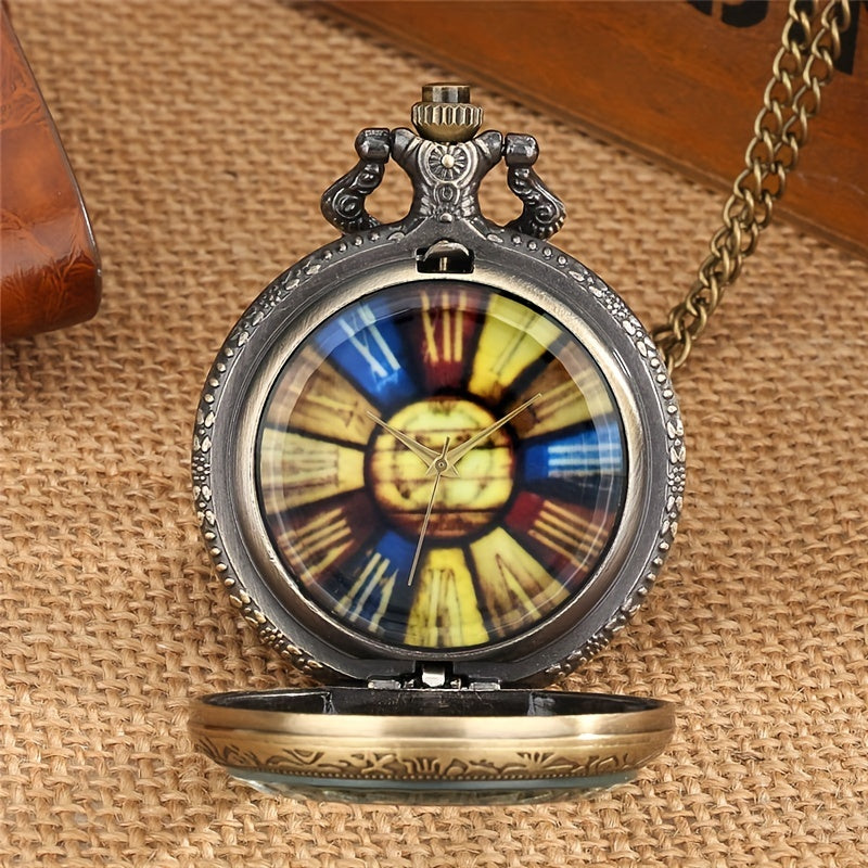 Copper Large Pocket Watch Roman Character Dial Quartz Movement