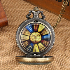 Copper Large Pocket Watch Roman Character Dial Quartz Movement