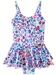 Toddler Girls Leopard Ruffle Trim Cami One Piece Swimsuit