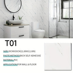 10pcs Marble Floor Stickers Waterproof Bathroom Decals 30