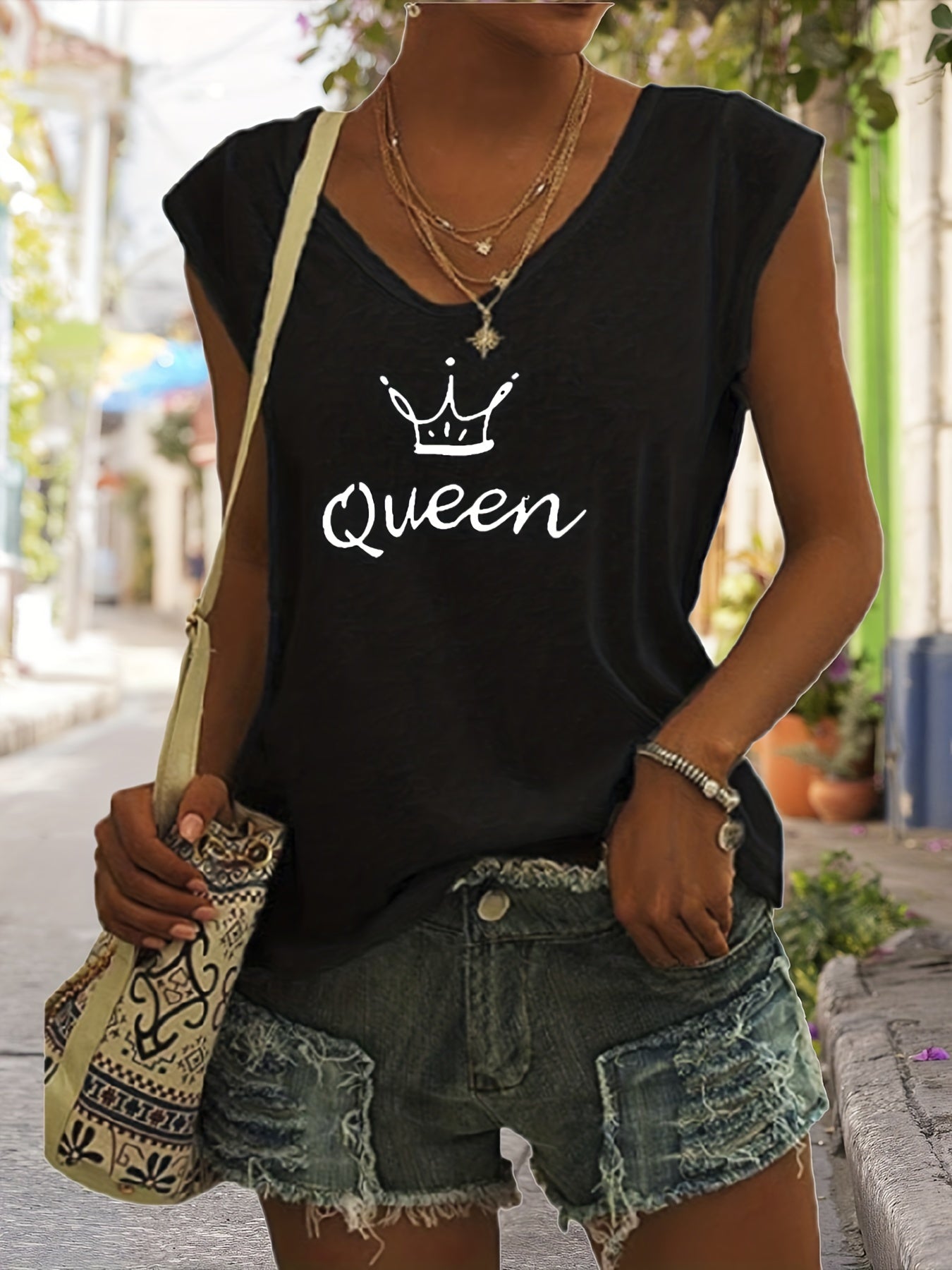 Sleeveless V Neck Tank Top for Women Summer Clothing