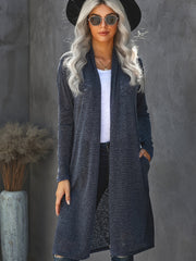 Drop Shoulder Pocketed Long Cardigan Loose Long Sleeve Knit Women's Clothing
