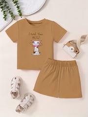 Toddler 2pcs Bottoming Set Short Sleeve T shirt & Shorts