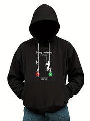 Men's Fishing Print Hoodie Stretch Hooded Sweatshirt Pullover Top
