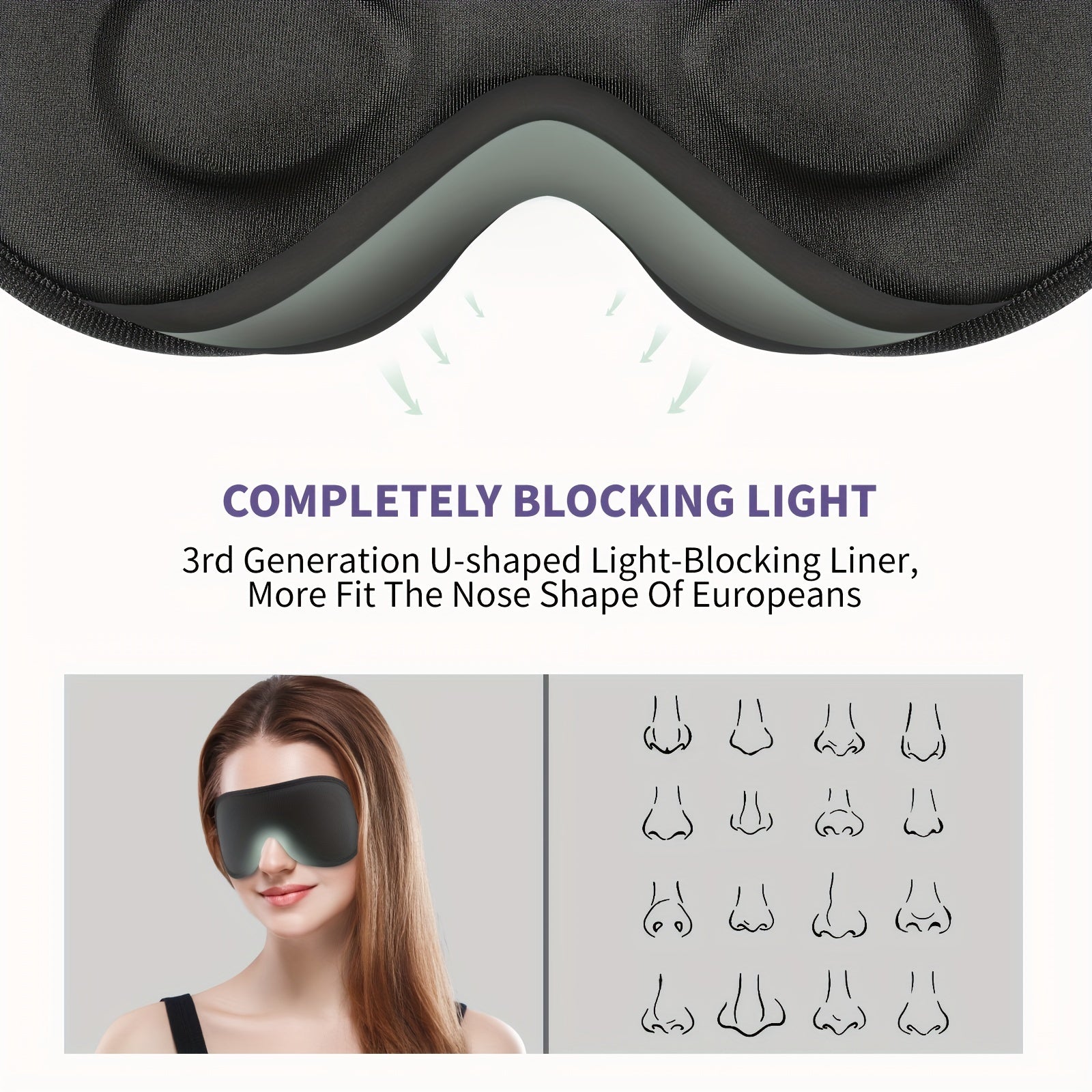 Boniesun Blackout Sleep Mask for Women Men with Carry Bag Mini Size
