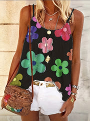 Floral Print Spaghetti Top Sleeveless Cami Top