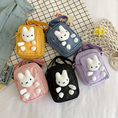 Kids Rabbit Messenger Bag Girls Canvas Travel Backpack Coin Purse