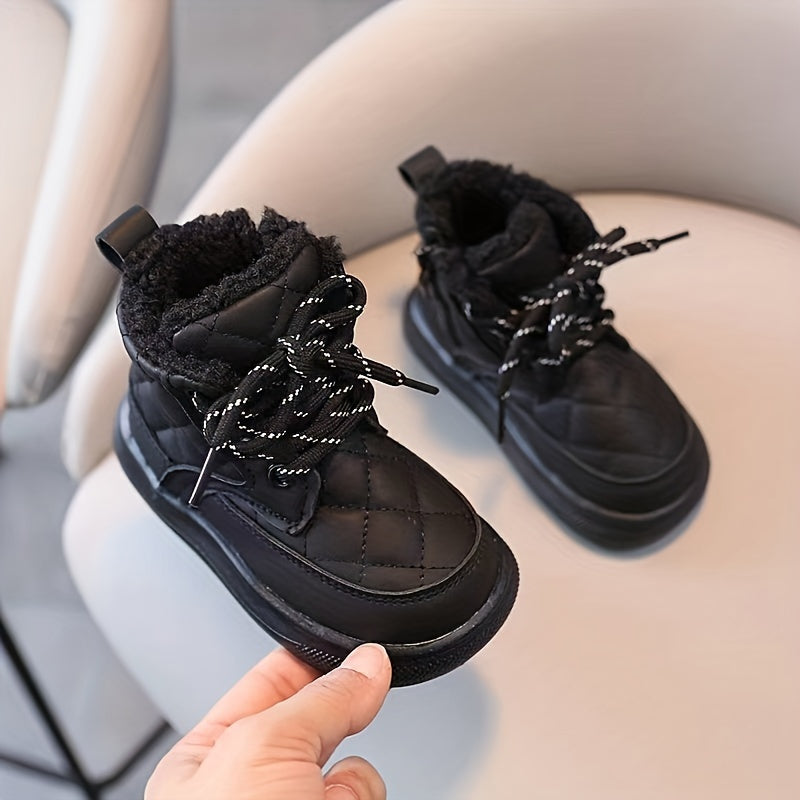JIAGEYA Boys Casual Comfort Boots Lightweight Warm Fleece Winter Boots