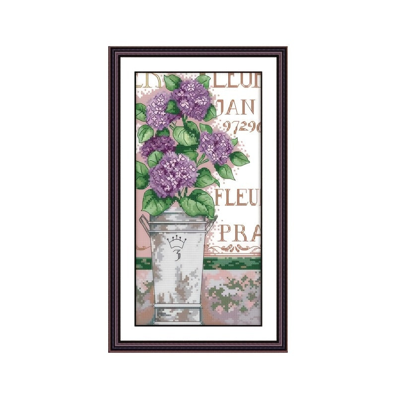 Purple Hydrangea Cross Stitch Kit For Beginners DIY Handwork