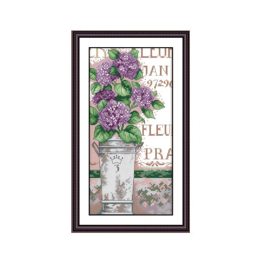 Purple Hydrangea Cross Stitch Kit For Beginners DIY Handwork
