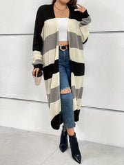 Colorblock Long Sleeve Longline Cardigan Women's Plus