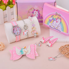 Unicorn Watch Wallet Hair Clip Set for Toddler Girls