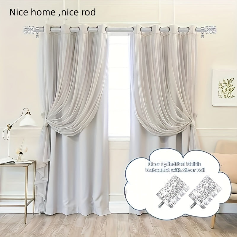 Heavy Duty Silver Curtain Rod, 2" Diameter, Adjustable Modern Drapery Rod