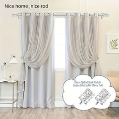 Heavy Duty Silver Curtain Rod, 2" Diameter, Adjustable Modern Drapery Rod