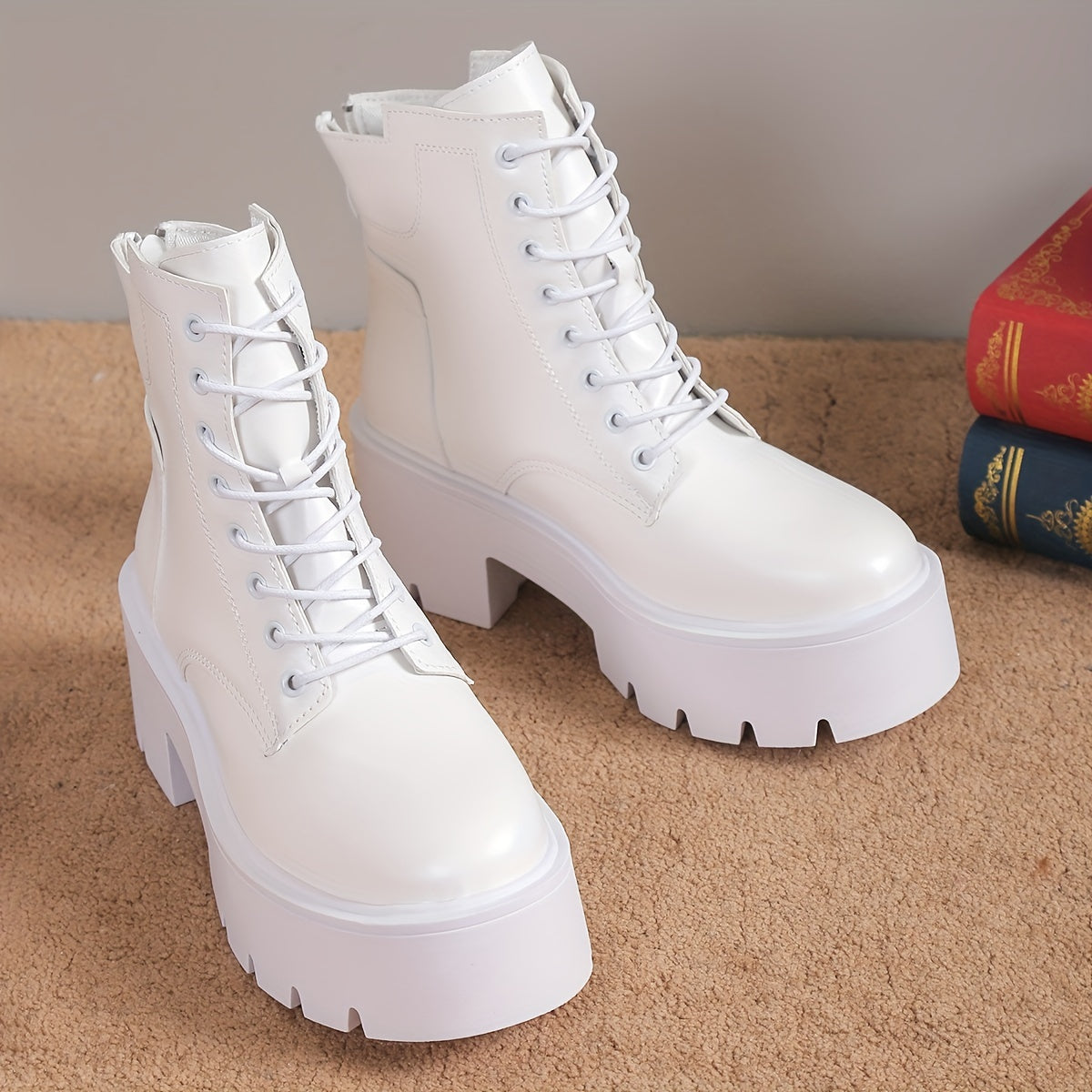 Women's Chunky Heel Platform Combat Boots