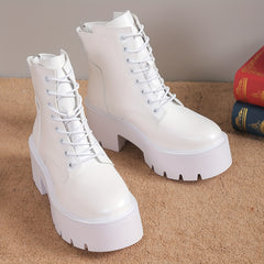 Women's Chunky Heel Platform Combat Boots