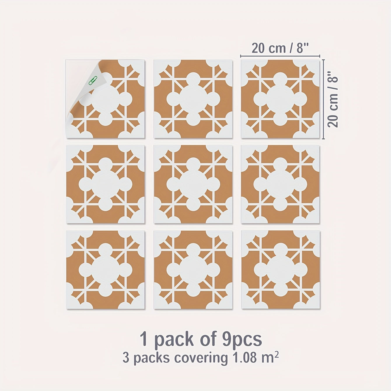 Orange Floor Mosaic Tile Sticker 9pcs