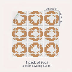 Orange Floor Mosaic Tile Sticker 9pcs