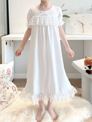 Kids Princess Palace Pajamas Robe Fairy Lace Hem Nightdress