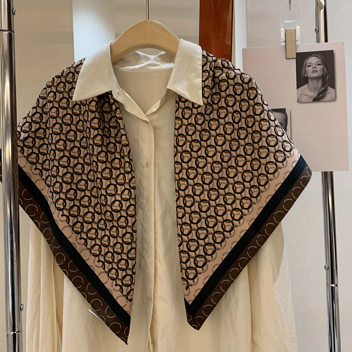 Twill Silk Square Scarf Circles Print Shawl