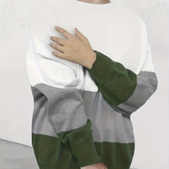 Colorblock Sweater Long Sleeve Round Neck Jumper