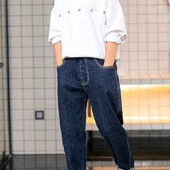 Boy's Loose Fit Denim Jeans Mid Stretch Breathable Pants
