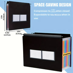 13 Pocket Plastic Hanging File Folders Letter A4 Size Large Capacity Tabs