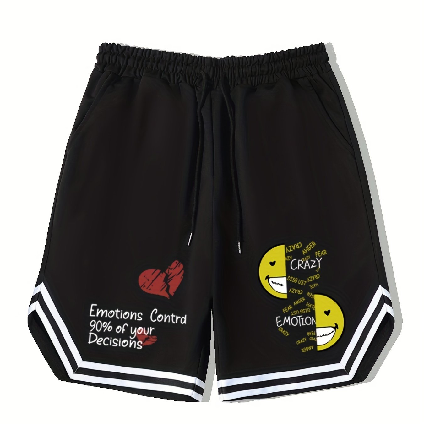Men's Emotion Print Basketball Shorts for Summer