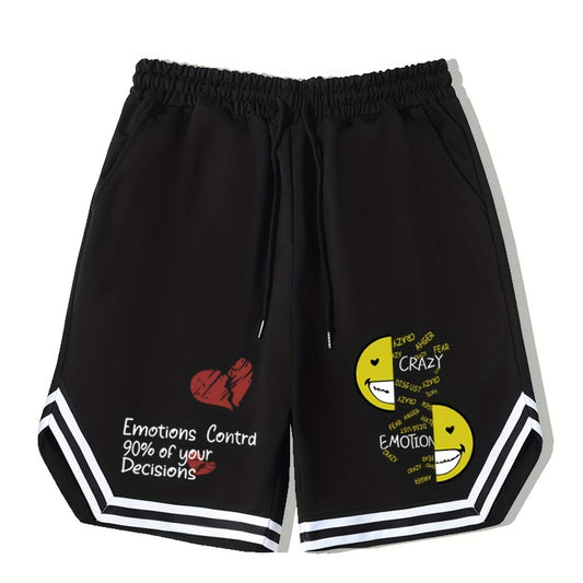 Men's Emotion Print Basketball Shorts for Summer