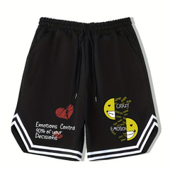 Men's Emotion Print Basketball Shorts for Summer