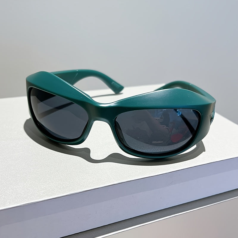 Y2K Wrap Around Sunglasses Thick Frame Sun Shades Unisex Sunscreen Glasses