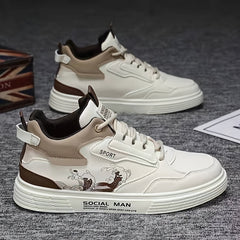 Men's Non-Slip Casual Skate Shoes with Microfiber Leather Uppers