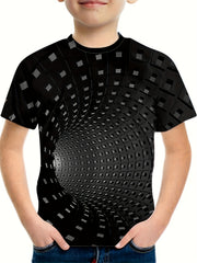 Boys 3D Building Blocks Graphic T Shirt Casual Stretchy Tee
