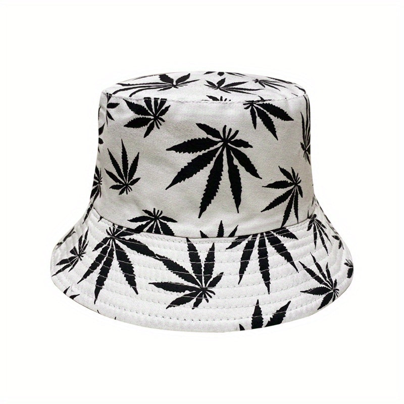Multicolor Leaf Print Bucket Hat Unisex Lightweight Fisherman Cap