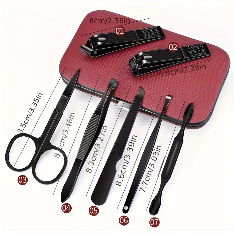 7pcs Painted Nail Clipper Set Stainless Steel Nail Clippers
