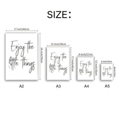 6pcs Artistic Handwriting Font Canvas Wall Art Inspirational Sentence Poster