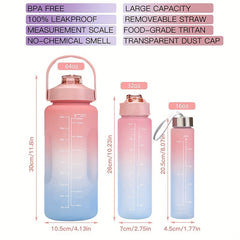 Gradient Leakproof Straw Water Bottle with Time Scale for Outdoor Sports